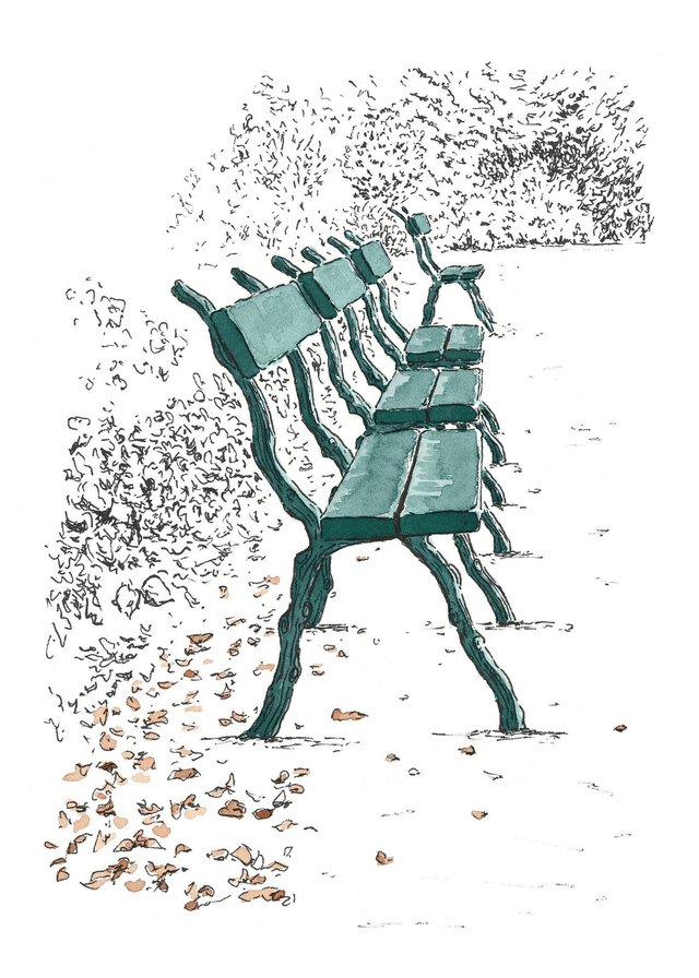 Tirage - Bancs au parc des Buttes-Chaumont