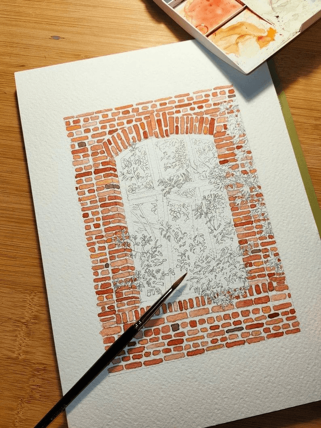 Aquarelle - La fenêtre abandonnée